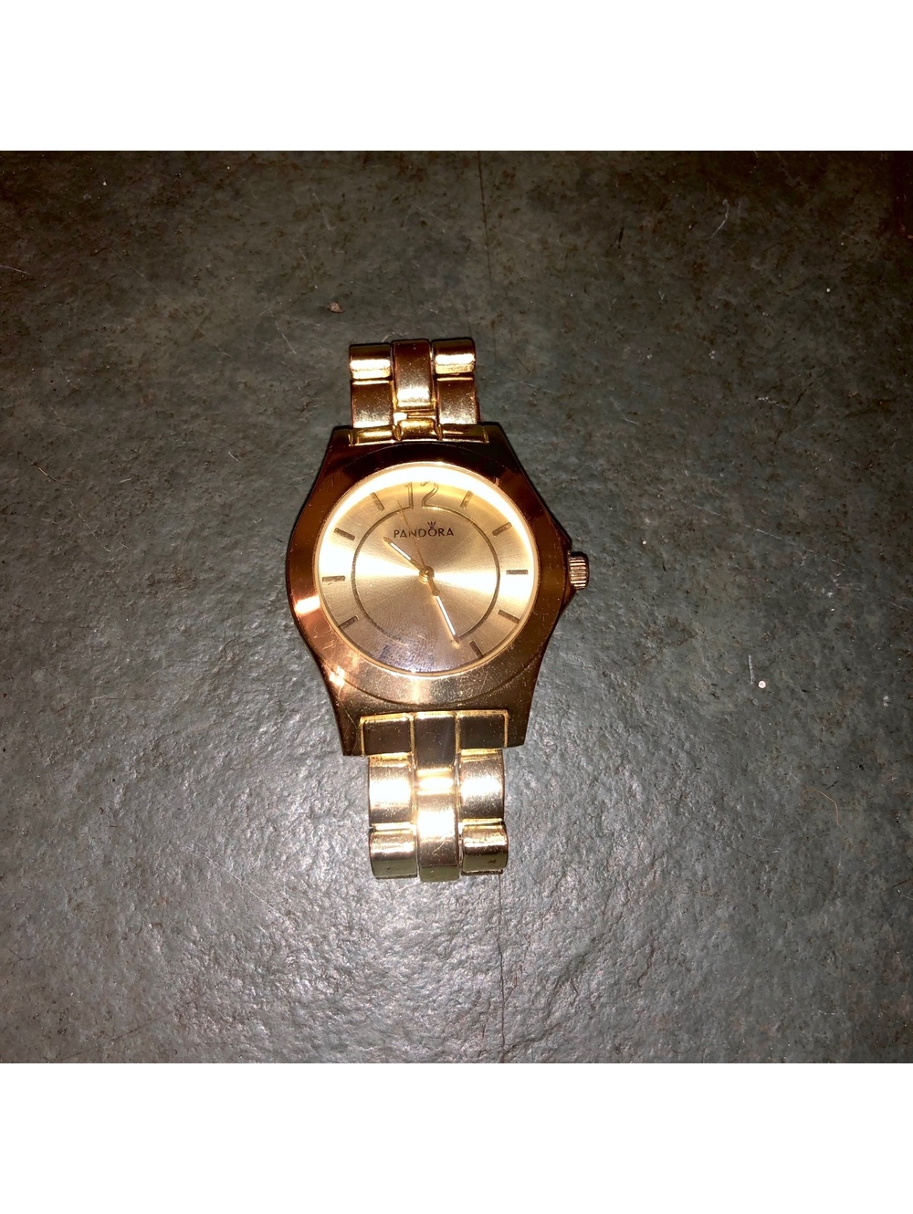 PANDORA JEWELERS LUXURY GOLD STAINLESS STEEL WATCH RARE